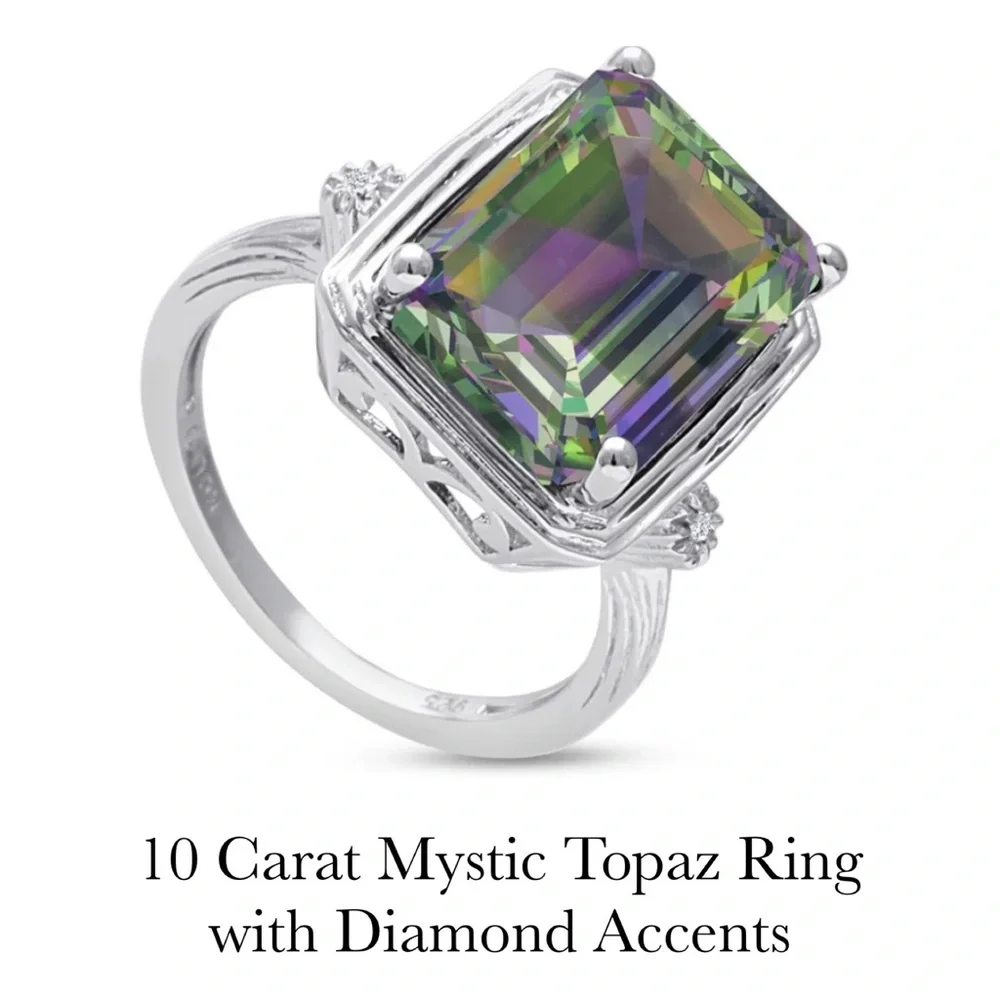 Stunning 10 Carat Mystic Topaz Necklace with Diamond Accent - Picture 14 of 16